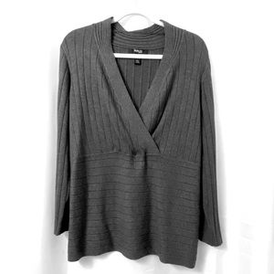 Style & Co Long Sleeved Surpliced Grey Sweater 1x